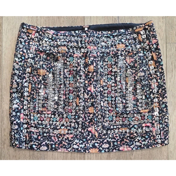 NWT Free People Embellished Miniskirt Size XS Beaded Boho Festival Floral $168 - Picture 6 of 9